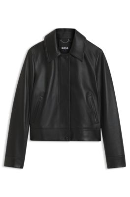 Regular-fit jacket in nappa leather, Black