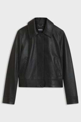 Regular-fit jacket in nappa leather, Black