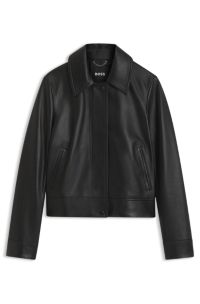 Regular-fit jacket in nappa leather, Black