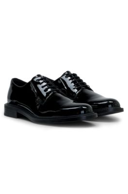 Patent leather business lace-ups with logo, Black