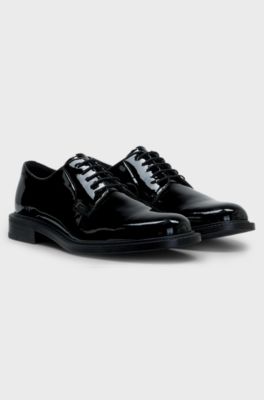 Patent leather business lace-ups with logo, Black