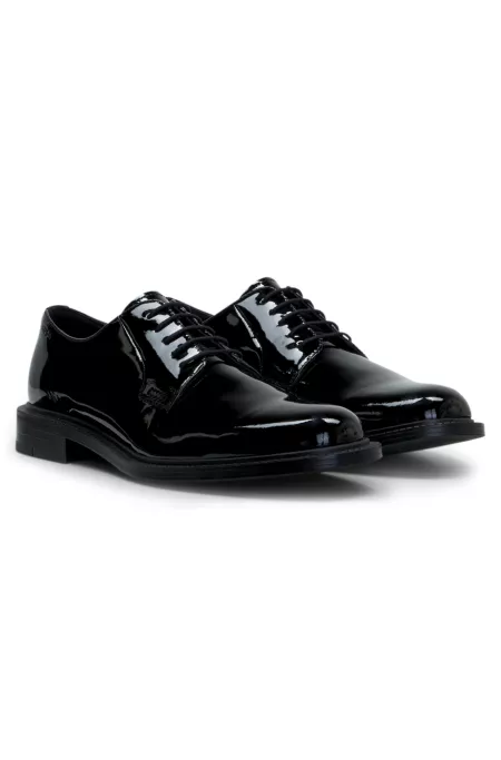 Patent leather business lace-ups with logo