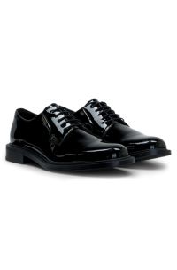 Patent leather business lace-ups with logo, Black