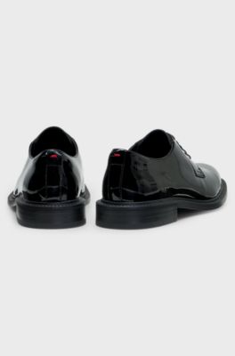 Patent leather business lace-ups with logo, Black