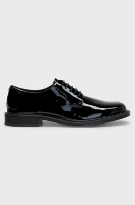 Patent leather business lace-ups with logo, Black
