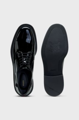 Patent leather business lace-ups with logo, Black