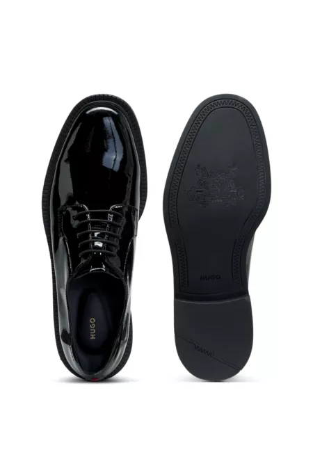 Patent leather business lace-ups with logo