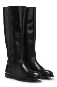 Leather boots with Double B monogram trims, Black