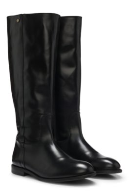 Leather boots with Double B monogram trims