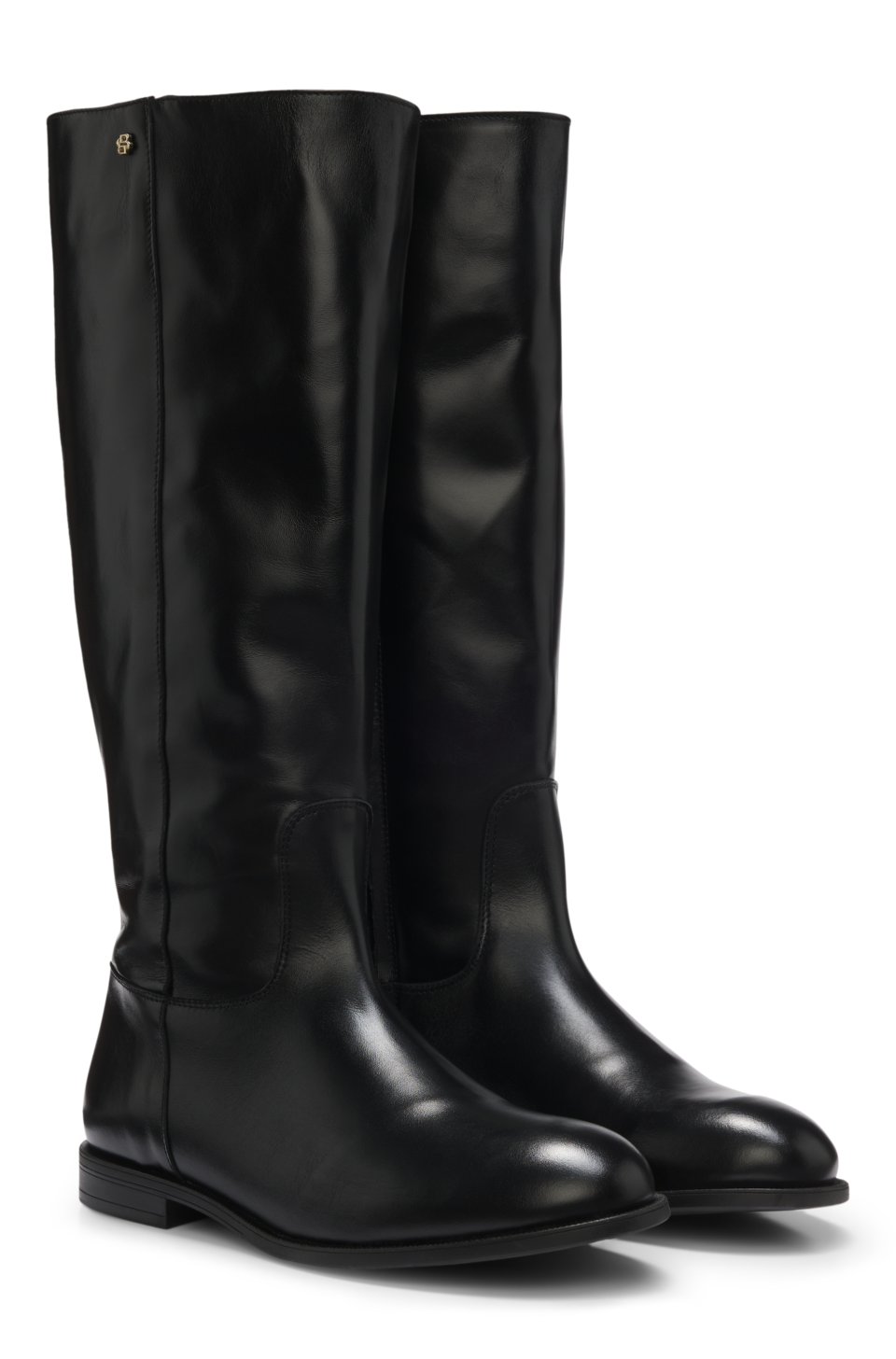 Leather boots with Double B monogram trims
