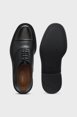 Scarpe Oxford in pelle martellata con puntale, Nero
