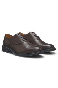 Oxford shoes in grained leather with cap toe, Brown