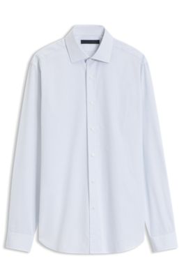 BOSS BY BECKHAM slim-fit shirt in striped cotton, Light Blue