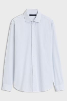 BOSS BY BECKHAM slim-fit shirt in striped cotton, Light Blue