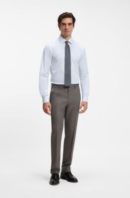 BOSS BY BECKHAM slim fit-skjorta i randig bomull, Ljusbl&aring;