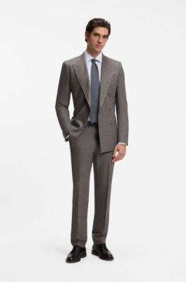 BOSS BY BECKHAM slim-fit shirt in striped cotton, Light Blue