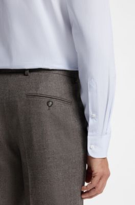 BOSS BY BECKHAM slim-fit shirt in striped cotton, Light Blue