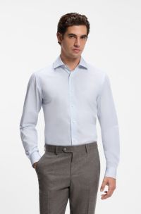 BOSS BY BECKHAM slim-fit shirt in striped cotton, Light Blue