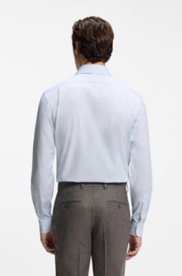 BOSS BY BECKHAM slim-fit shirt in striped cotton, Light Blue