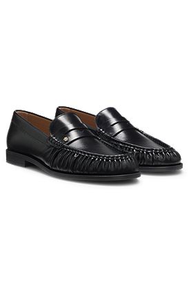 Leather moccasins with Double B monogram