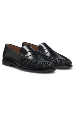 Leather moccasins with Double B monogram