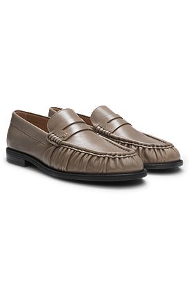 Leather moccasins with Double B monogram