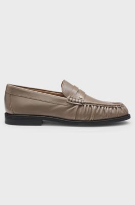 Leather moccasins with Double B monogram, Light Brown