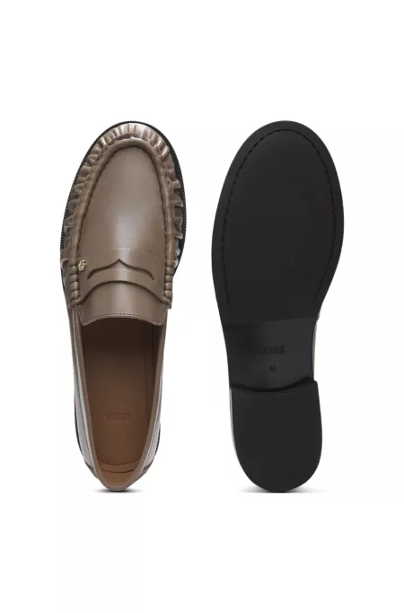 Leather moccasins with Double B monogram