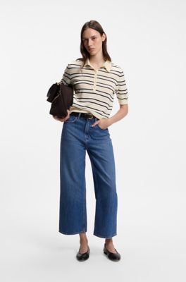 Cropped wide-leg jeans, Blue