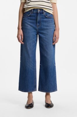 Cropped wide-leg jeans, Blue