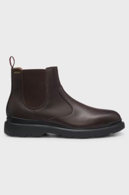 Leather chelsea boots with an extralight sole, Dark Brown