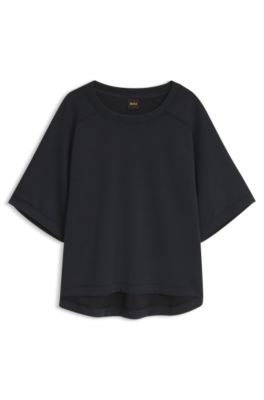 Oversized-fit T-shirt in stretch fabric, Black