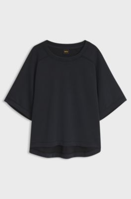 Oversized-fit T-shirt in stretch fabric, Black