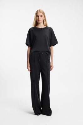 Oversized-fit T-shirt in stretch fabric, Black