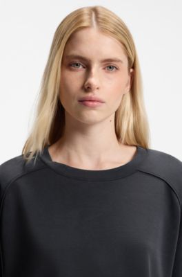 Oversized-fit T-shirt in stretch fabric, Black