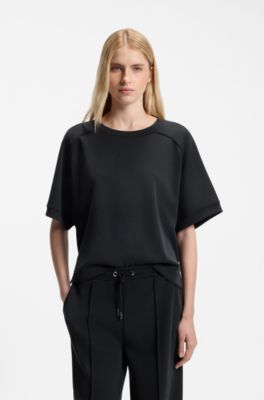 Oversized-fit T-shirt in stretch fabric, Black