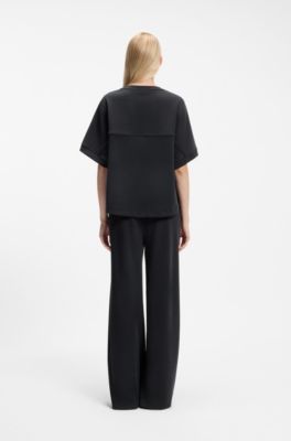 Oversized-fit T-shirt in stretch fabric, Black