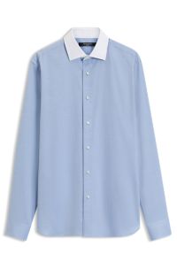 BOSS BY BECKHAM camisa slim fit con cuello en contraste, Celeste