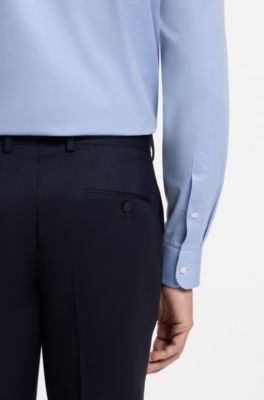 BOSS BY BECKHAM slim-fit shirt with contrast collar, Light Blue