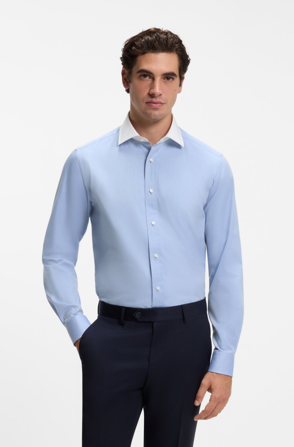 BY BECKHAM slim-fit shirt with contrast collar