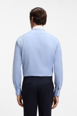 BOSS BY BECKHAM slim-fit shirt with contrast collar, Light Blue