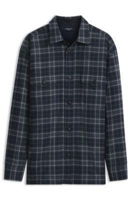 BOSS BY BECKHAM relaxed-fit shirt in cotton, Blue Patterned