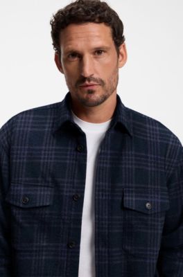 BOSS BY BECKHAM relaxed fit-skjorta i bomull, Bl&aring;tt m&ouml;nster