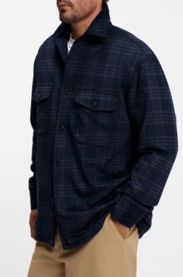 BOSS BY BECKHAM relaxed-fit shirt in cotton, Blue Patterned