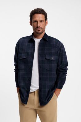 BOSS BY BECKHAM relaxed-fit shirt in cotton, Blue Patterned