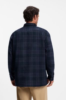 BOSS BY BECKHAM relaxed-fit shirt in cotton, Blue Patterned
