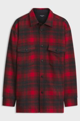 BOSS BY BECKHAM relaxed-fit shirt in cotton, Red Patterned
