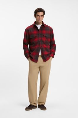 BOSS BY BECKHAM relaxed-fit shirt in cotton, Red Patterned