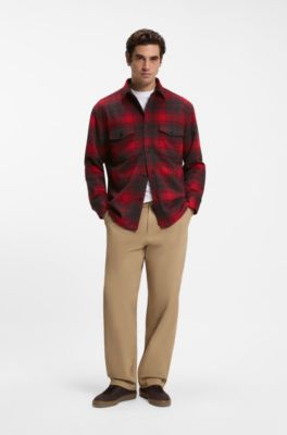 BOSS BY BECKHAM relaxed-fit shirt in cotton, Red Patterned