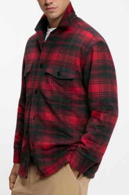 BOSS BY BECKHAM relaxed-fit shirt in cotton, Red Patterned